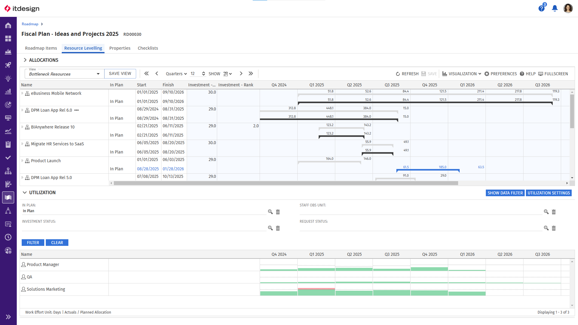 Set investments In-Plan or Not-in-Plan within Roadmaps