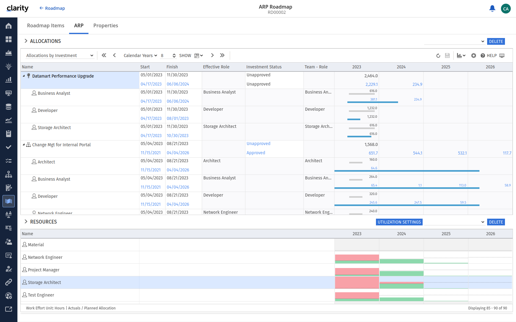 itd Advanced Resource Planning Release 10.0.0: Verbesserter Roadmap-Szenario-Modus