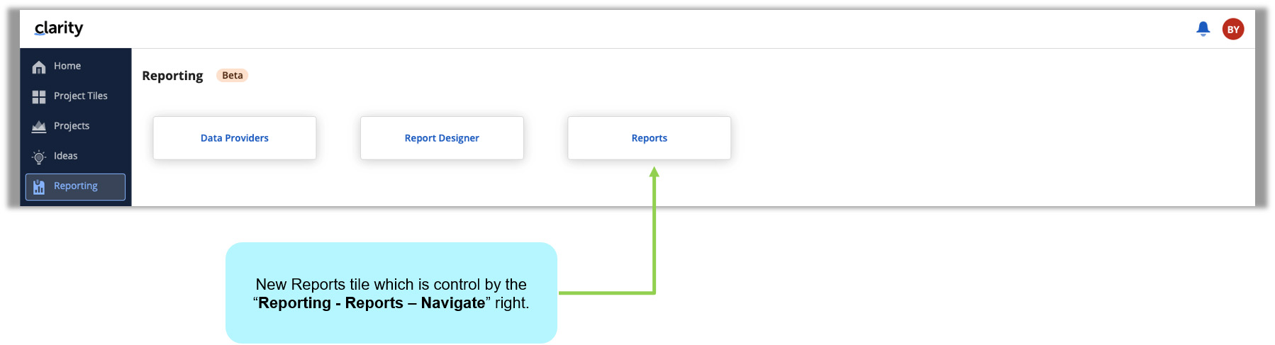 Clarity 16.3.1: Neue Kachel Reports