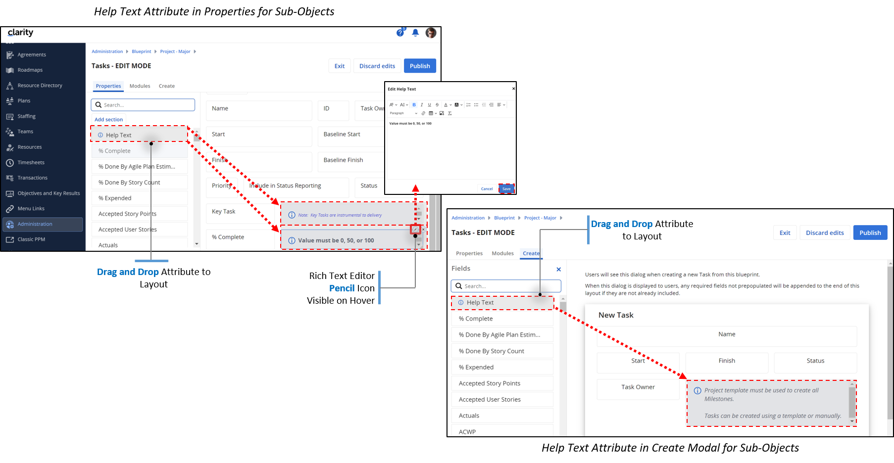Clarity Release 16.2.3: Hilfetext in Unterobjekten