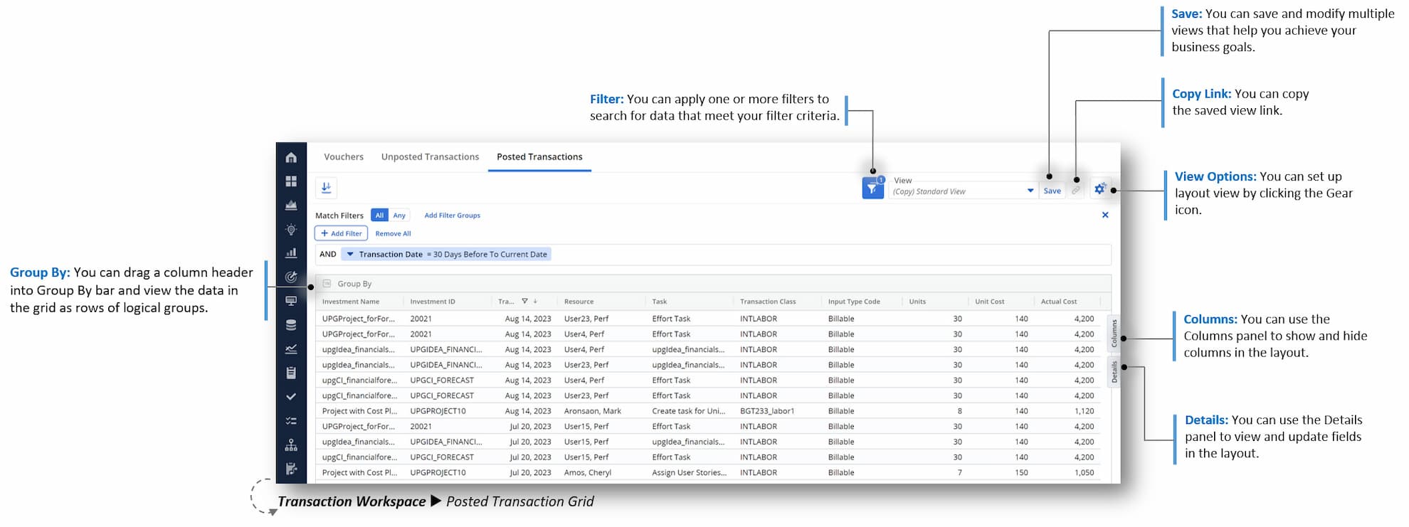 Clarity Release 16.1.3: Neuer Arbeitsbereich für gebuchte Transaktionen
