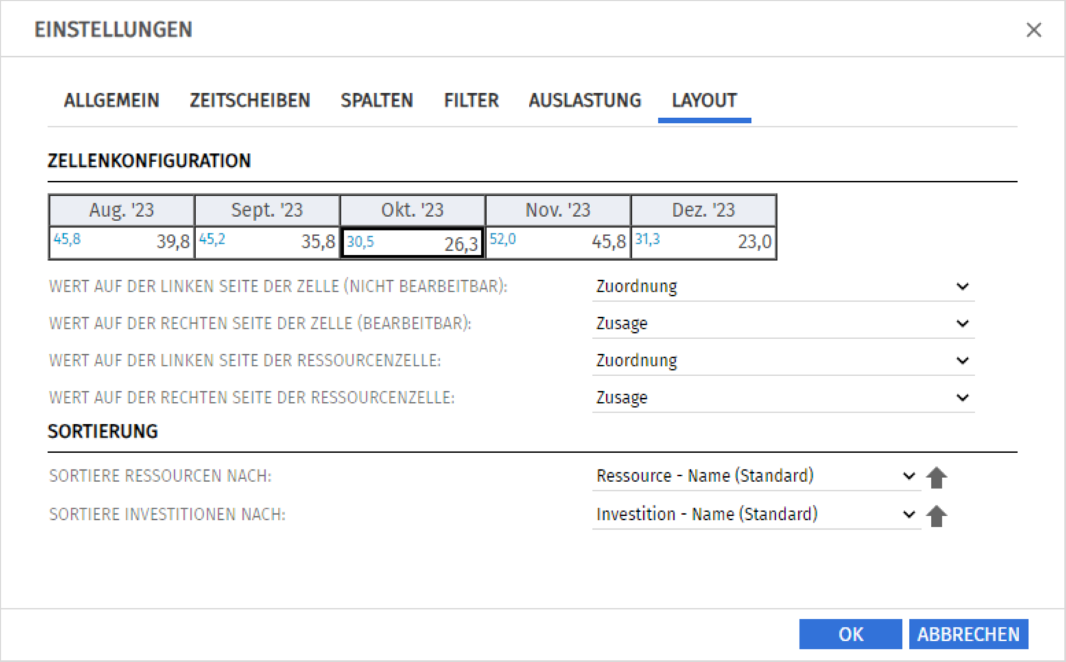 itd Advanced Resource Planning 11.0.0: Zuordnung und Zusage einer Ressource vergleichen