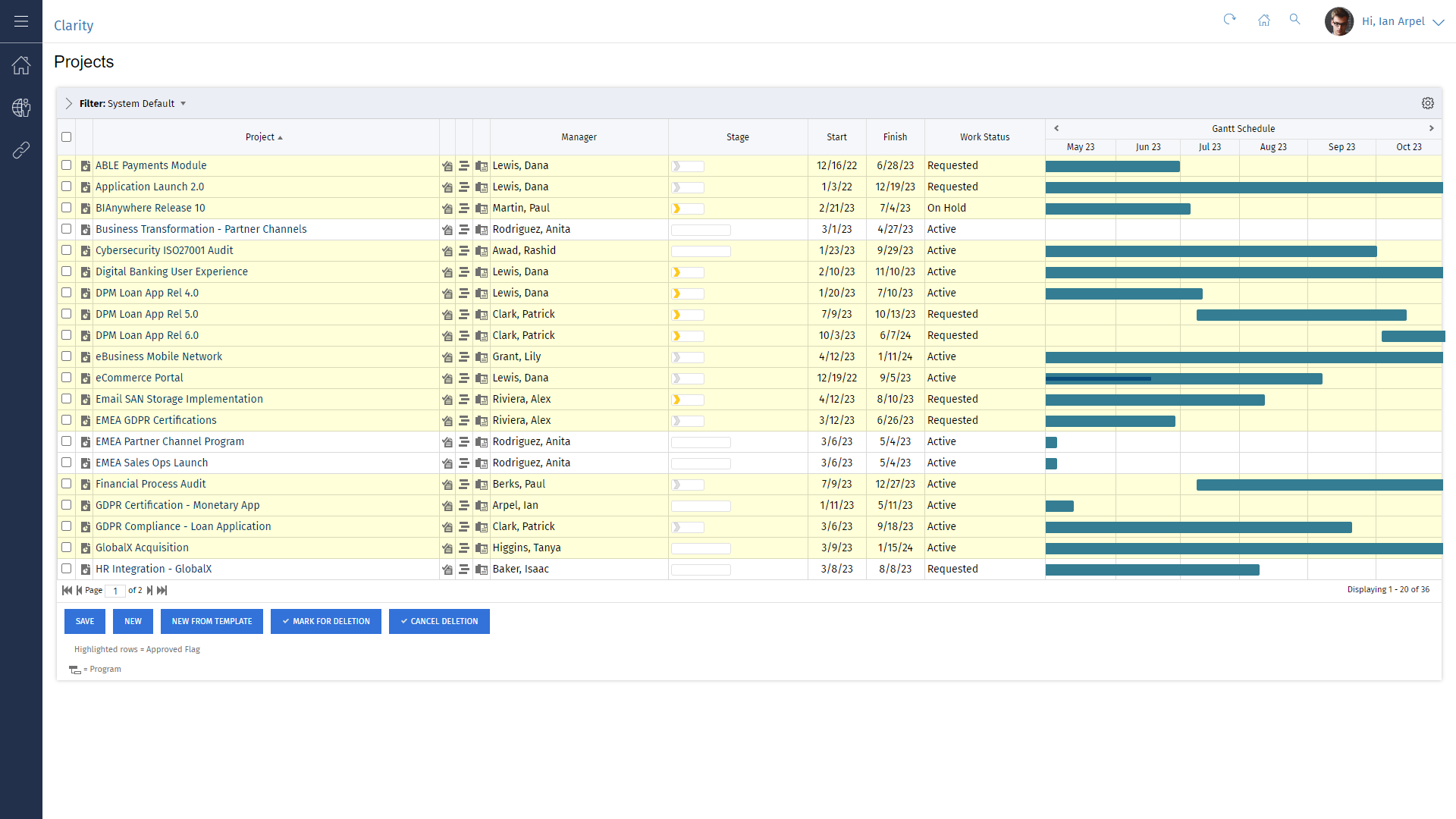 Projekt Liste Classic UI