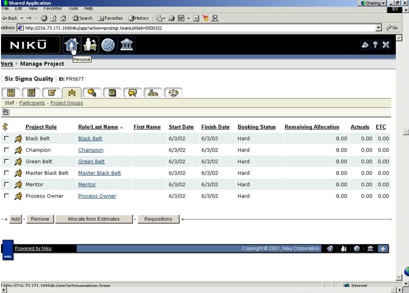 Projekt Management in Niku 6