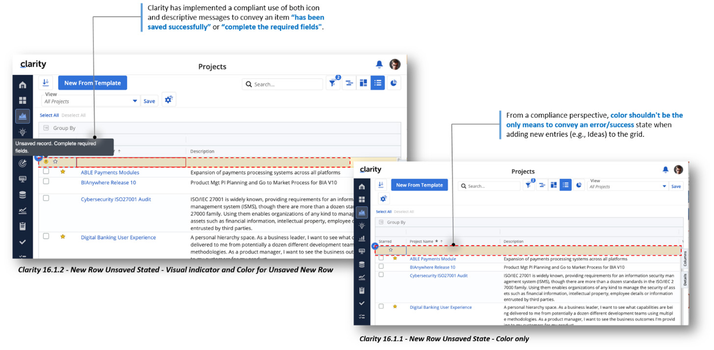 Clarity Release 16.1.2: New visual indicator