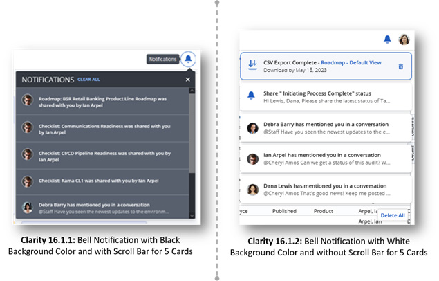 Clarity Release 16.1.2: Benachrichtigungseinstellungen