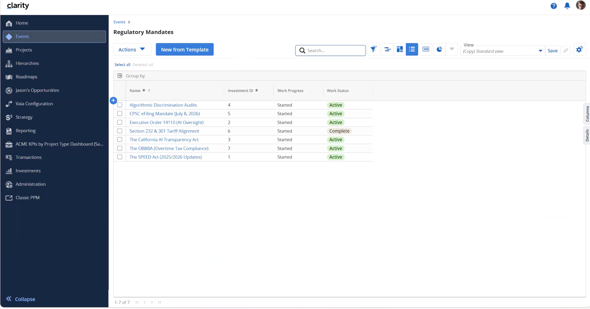 16.4.2 Clarity Release | Strategische Portfoliosteuerung, Zentrale Vorbereitung von Events mit funktionsübergreifenden Punchlists
