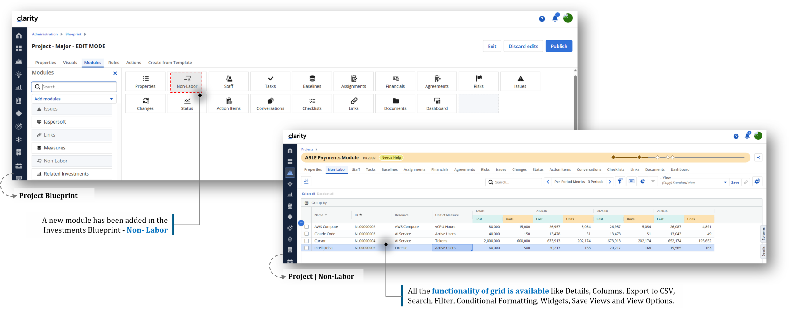 Clarity Release 16.4.3 | Neues Modul „Non-Labor“